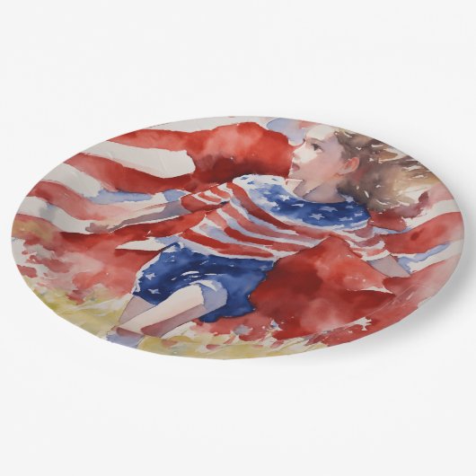 Land of free Line Pappteller (Schrägansicht)