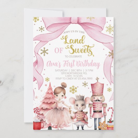 Land of Sweets nutcracker birthday invitation. Einladung (Vorderseite)