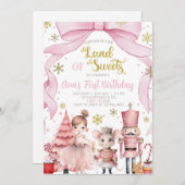 Land of Sweets nutcracker birthday invitation. Einladung (Vorne/Hinten)
