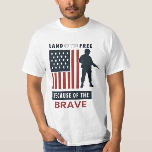 Land of the Free Because of the Brave Patriotic T-Shirt (Vorderseite)