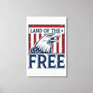 Land of the Free - Vintag USA Eagle Graphic Leinwanddruck