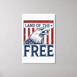 Land of the Free - Vintag USA Eagle Graphic Leinwanddruck