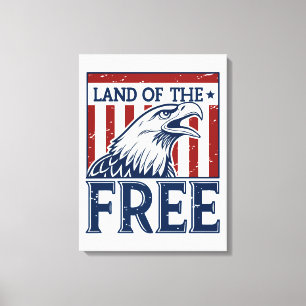 Land of the Free - Vintag USA Eagle Graphic Leinwanddruck