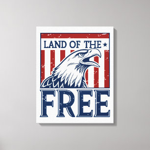 Land of the Free - Vintag USA Eagle Graphic Leinwanddruck