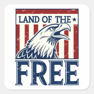 Land of the Free - Vintag USA Eagle Graphic Quadratischer Aufkleber