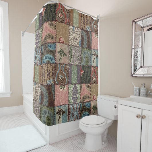 Land Patchwork Steppdecke, 3D Textur. Duschvorhang (Beispiel)