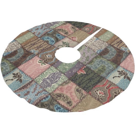 Land Patchwork Steppdecke, 3D Textur. Polyester Weihnachtsbaumdecke (Schrägansicht)