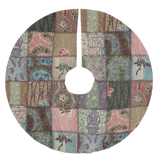 Land Patchwork Steppdecke, 3D Textur. Polyester Weihnachtsbaumdecke (Vorderseite)