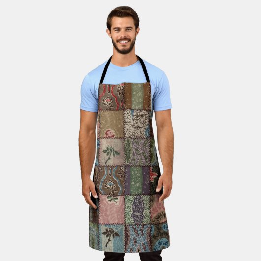 Land Patchwork Steppdecke, 3D Textur. Schürze (Getragen)