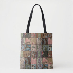 Land Patchwork Steppdecke, 3D Textur. Tasche