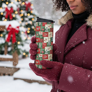 Land-Patchwork-Weihnachtsmuster Thermosbecher