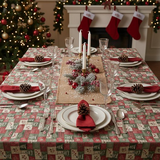 Land-Patchwork-Weihnachtsmuster Tischdecke