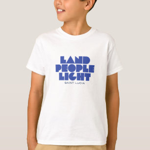 Land People Light Saint Lucia Blue Typografie T-Shirt