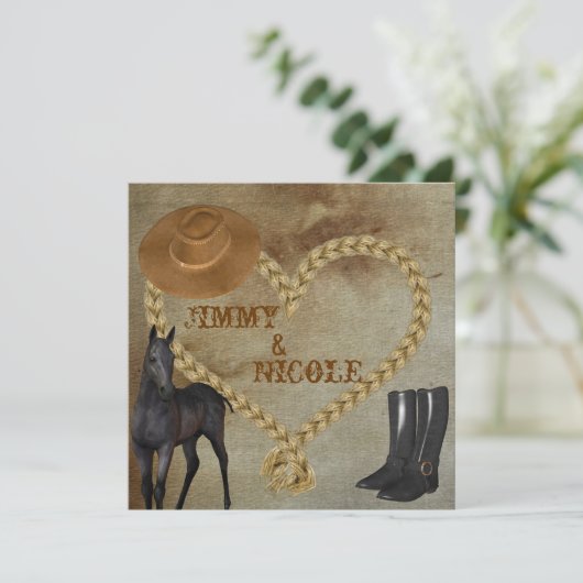 LAND Pferd-HOCHZEITS-EINLADUNG Einladung (Stehend Vorderseite)