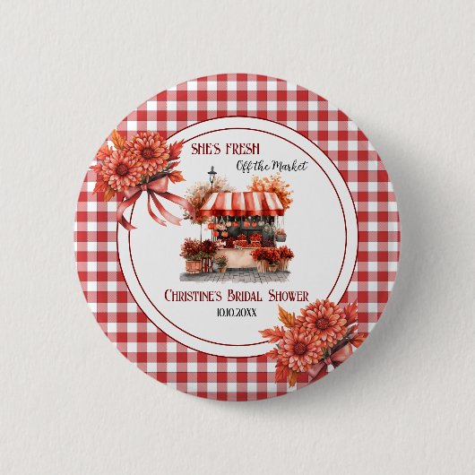 Land-Picknick-Gingham-Brautjunggesellinnenabschied Button (Vorderseite)