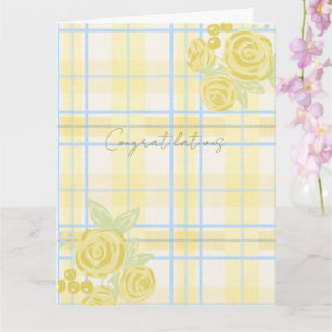 Land Plaid Faux Leinen in Buttergelb & Blau Karte