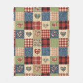 Land-Quilt-Herz-Patchwork Rot Blau Fleecedecke (Vorderseite)