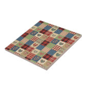 Land-Quilt-Herz-Patchwork Rot Blau Fliese (Seite)
