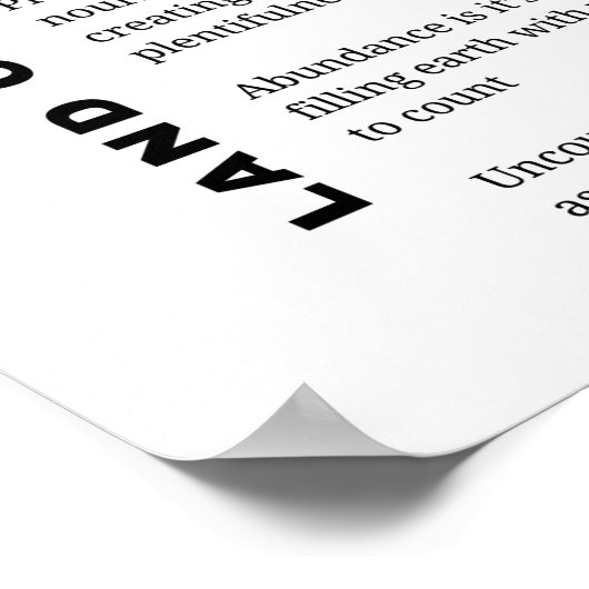 Land reichlich Ermutigung Gedicht Poster (Ecke)