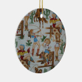 Land-Retro WeihnachtsCowgirls Keramikornament (Rechts)
