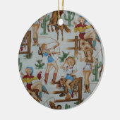 Land-Retro WeihnachtsCowgirls Keramikornament (Links)