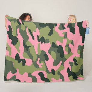 Land-rosa grünes Armee-Camouflage-Tarnungs-Muster Fleecedecke