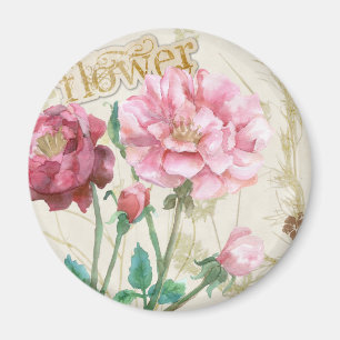 Land-rosa Rosen und Goldfranse Magnet