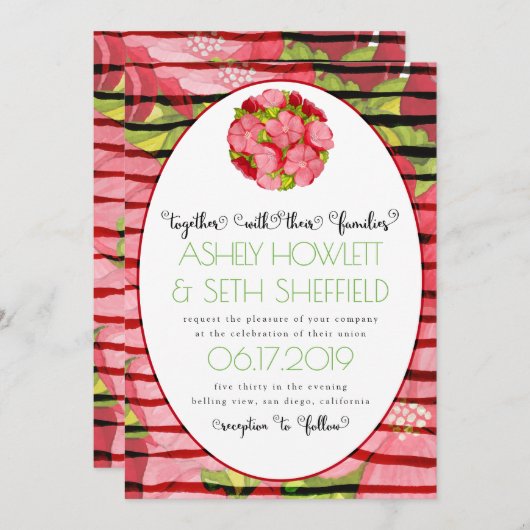 Land Rosa und Rote Flora Einladung (Vorne/Hinten)