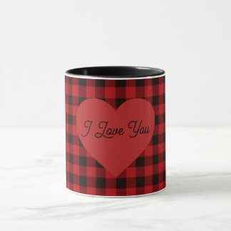 Land rot-schwarz kariert - Herz Detail Tasse
