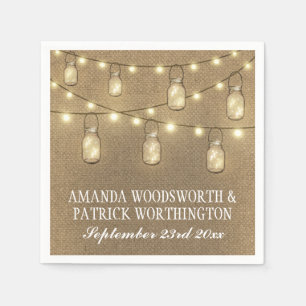 Land Rustic Burlap Mason Jar Wedding Napkins Serviette