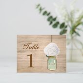 Land Rustic Mason Jar & Hydrangea Tischnummer (Stehend Vorderseite)