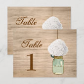 Land Rustic Mason Jar & Hydrangea Tischnummer (Vorne/Hinten)