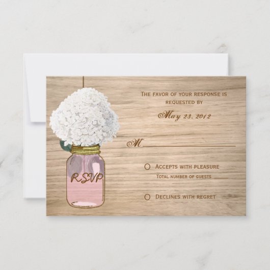 Land Rustic Mason Jar Hydrangea UAWG RSVP Karte (Vorderseite)