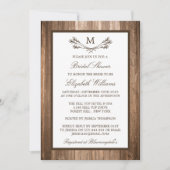 Land Rustic Monogram Branch Wood Brautparty Einladung (Vorderseite)