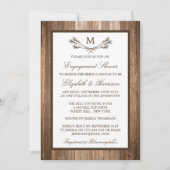 Land Rustic Monogram Branch Wood Verlobung Einladung (Vorderseite)