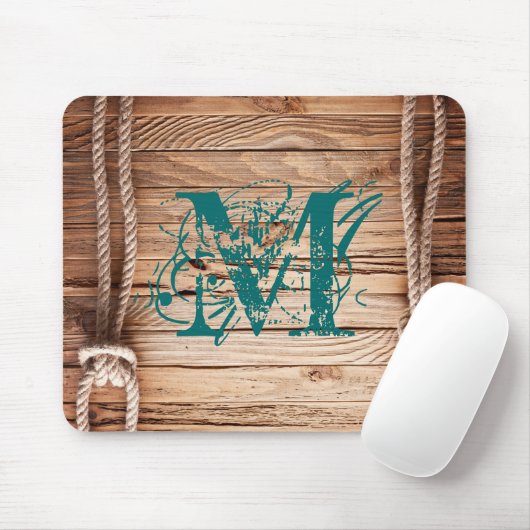 Land Rustic Wood Monogram Initial Mouse Pad Mousepad (Mit Mouse)
