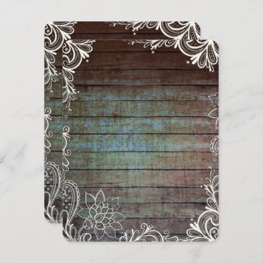 Land rustikal blauer Scheunenholz Einladung (Vorne/Hinten)