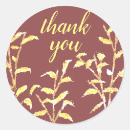Land Rustikal Golden Yellow Botanic Vielen Dank Runder Aufkleber