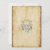 Land rustikal, Hirschschädel, Federn, Hochzeit Einladung (Rückseite)