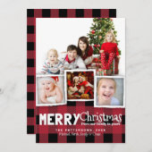 Land Rustikal Kariert Frohe Weihnachtsfotokarte Feiertagskarte (Vorne/Hinten)