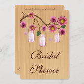 Land Rustikal Pink Mason Jar Brautparty laden Einladung (Vorne/Hinten)