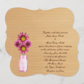 Land Rustikal Pink Mason Jar Hochzeit Einladung (Vorne/Hinten)
