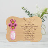 Land Rustikal Pink Mason Jar Hochzeit Einladung (Stehend Vorderseite)
