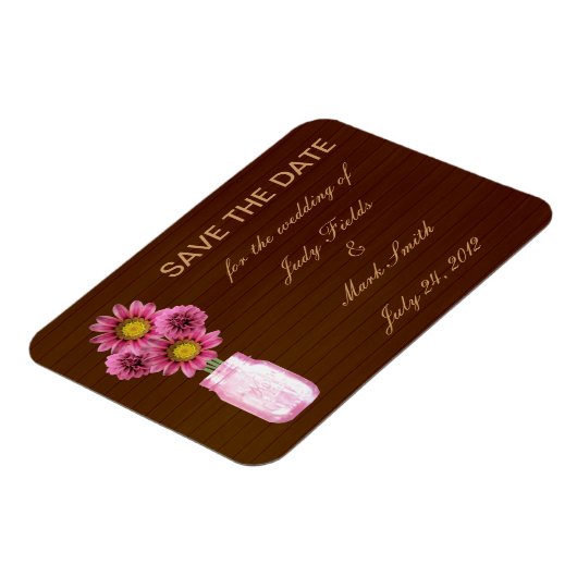 Land Rustikal rosa Mason Jar speichern Datum Magne Magnet (Linke Seite)