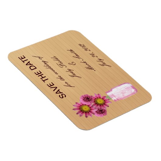 Land Rustikal rosa Mason Jar speichern Datum Magne Magnet (Rechte Seite)