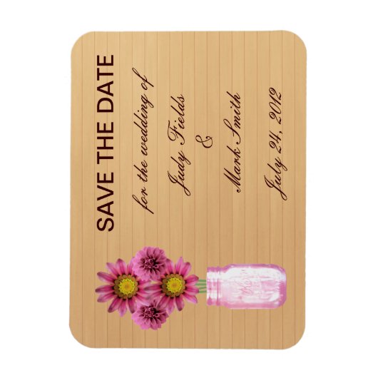 Land Rustikal rosa Mason Jar speichern Datum Magne Magnet (Vertikal)