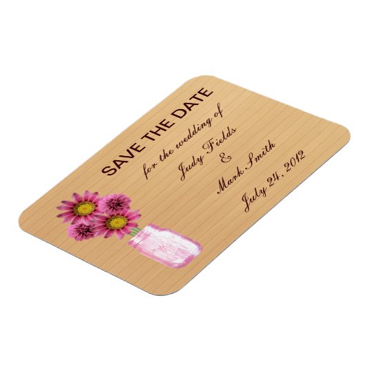 Land Rustikal rosa Mason Jar speichern Datum Magne Magnet (Linke Seite)