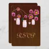 Land Rustikal rosa Mason Jars Response Card Einladung (Vorne/Hinten)