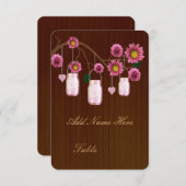 Land Rustikal rosa Mason Jars Tischleine Platzkart Einladung (Vorne/Hinten)