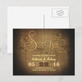 Land rustikal Save the Date Postkarte aus Holz (Vorne/Hinten)